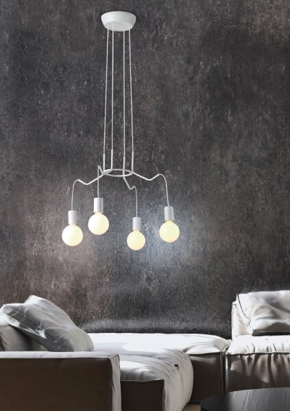Luster na lanku BASSO 4xE27/40W/230V biela