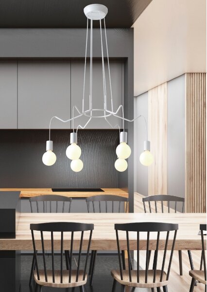 Luster na lanku BASSO 6xE27/40W/230V biela