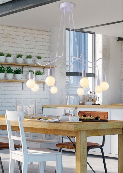 Luster na lanku BASSO 8xE27/40W/230V biela