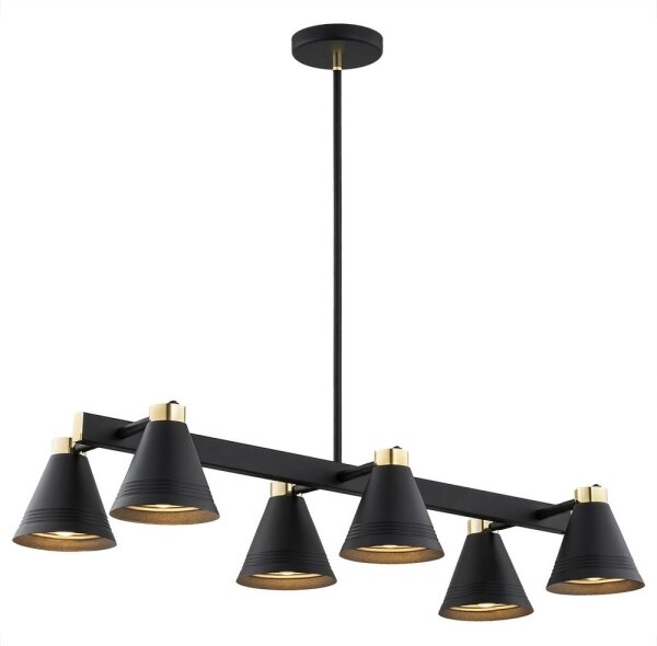 Argon 2552 - Luster na tyči AVALONE 6xE27/15W/230V čierna/zlatá