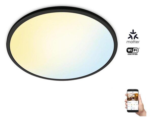 WiZ - LED Stmievateľné stropné svietidlo SUPERSLIM LED/22W/230V čierna Wi-Fi