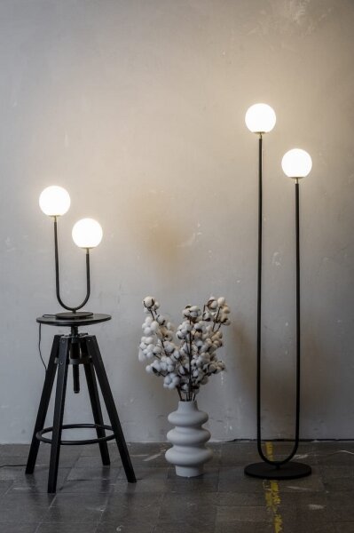 Argon 7072 - Stolná lampa FERRONE 2xE14/7W/230V čierna/biela/zlatá