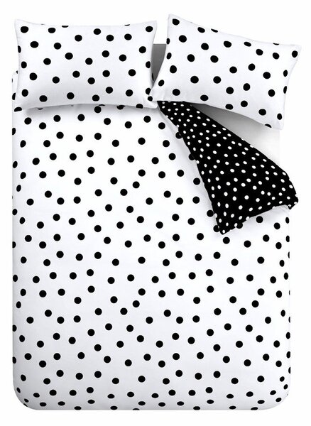 Čierno-biele 3-dielne obliečky na dvojlôžko 200x200 cm Polka Dot – Catherine Lansfield