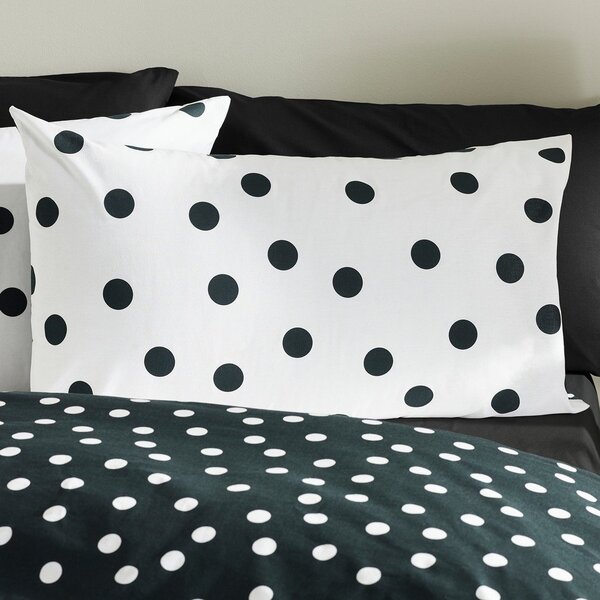 Čierno-biele 3-dielne obliečky na dvojlôžko 200x200 cm Polka Dot – Catherine Lansfield