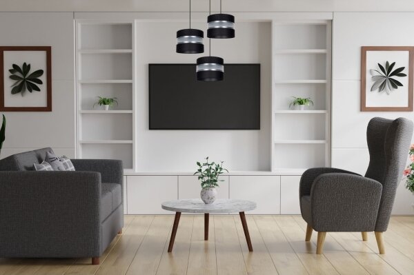 Luster na lanku CORAL 3xE27/60W/230V čierna/chróm pr. 45 cm