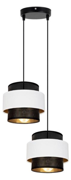 Luster na lanku NESS 2xE27/60W/230V pr. 30 cm čierna/biela