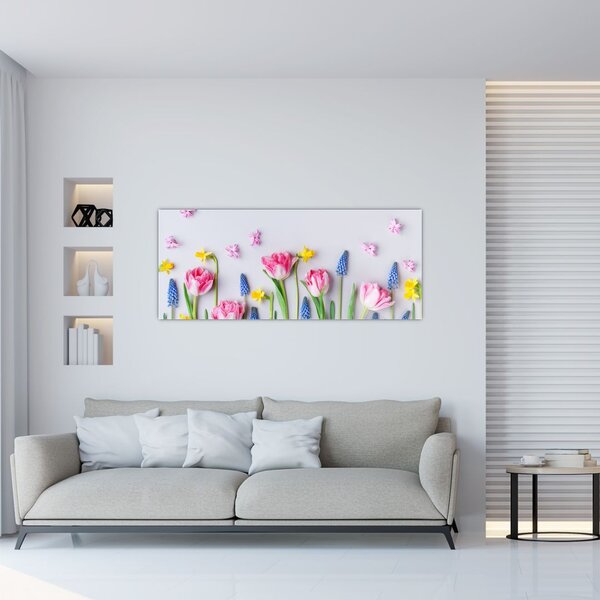 Obraz jarných kvetov (120x50 cm)