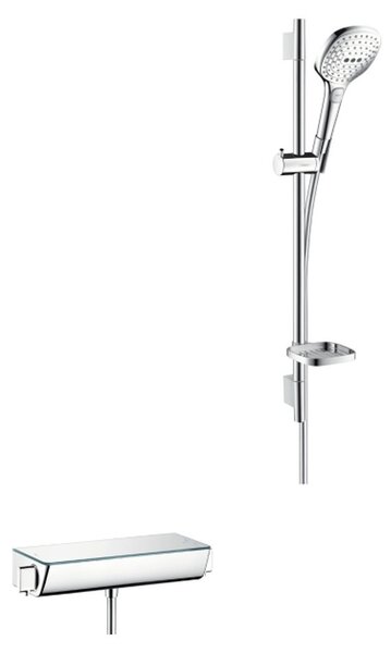 Hansgrohe Raindance Select E - 120 sprchová súprava na stenu s termostatom Ecostat Select a sprchovou tyčou 65 cm, biela-chróm 27038400