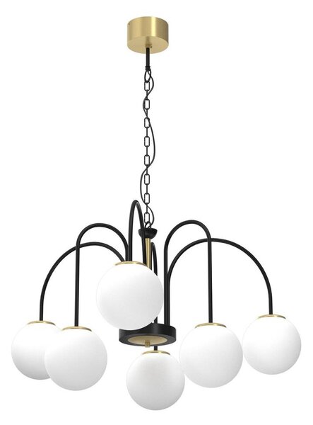 Luster na reťazi CAMBRIDGE 6xE14/60W/230V čierna/mosadz