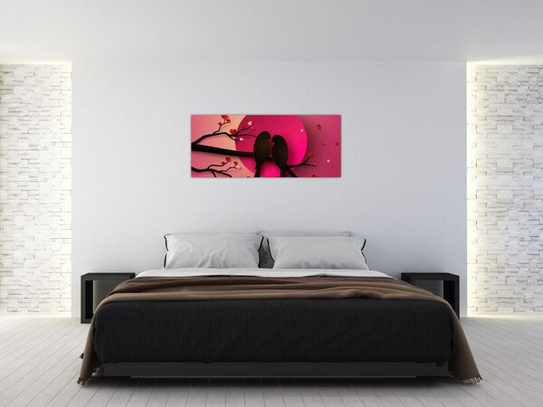 Obraz - Zamilované vtáčiky (120x50 cm)