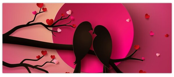 Obraz - Zamilované vtáčiky (120x50 cm)