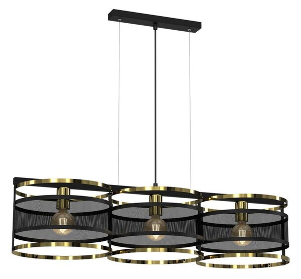Luster na lanku RIM 3xE27/60W/230V čierna/zlatá