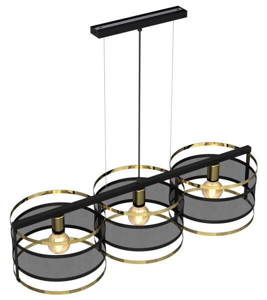 Luster na lanku RIM 3xE27/60W/230V čierna/zlatá
