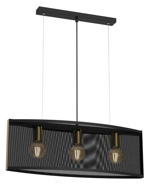 Luster na lanku KAGA 3xE27/60W/230V čierna/zlatá