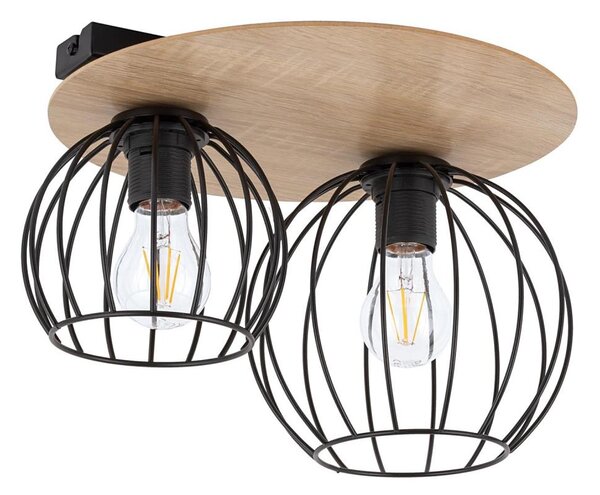 Prisadený luster CYBER 2xE27/60W/230V drevo/čierna