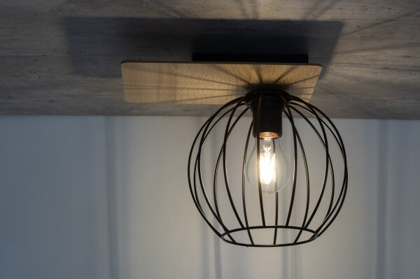 Prisadený luster CYBER 1xE27/60W/230V drevo/čierna