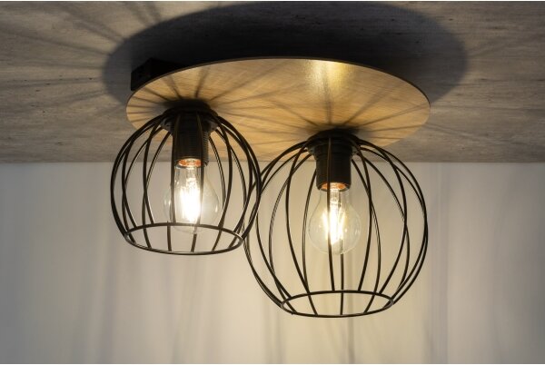 Prisadený luster CYBER 2xE27/60W/230V drevo/čierna