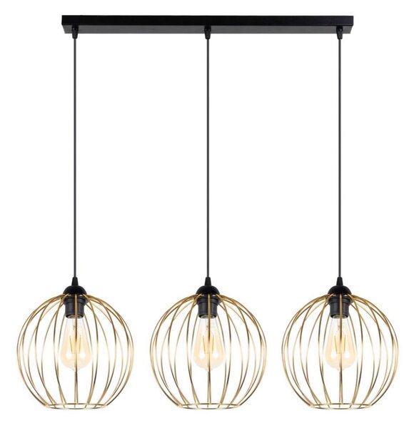 Luster na lanku MATT 3xE27/60W/230V čierna/zlatá