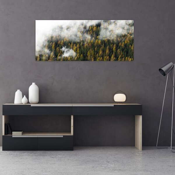 Obraz lesa v mrakoch (120x50 cm)