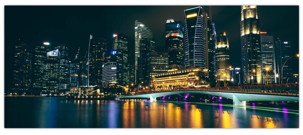 Obraz nočného Singapuru (120x50 cm)