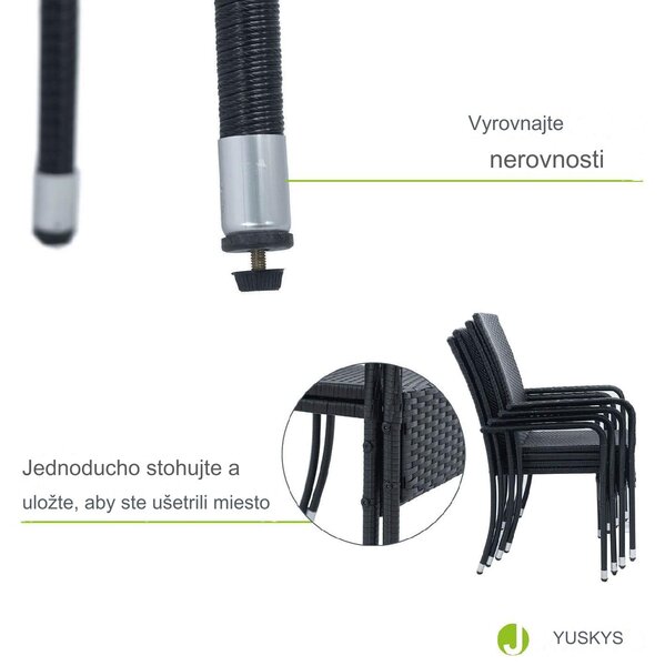 Ratanové stoličky Yoro 4 ks - čierna