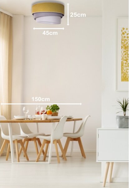 Duolla - Stropné svietidlo TRIO 1xE27/15W/230V pr. 45 cm žltá/šedá/biela