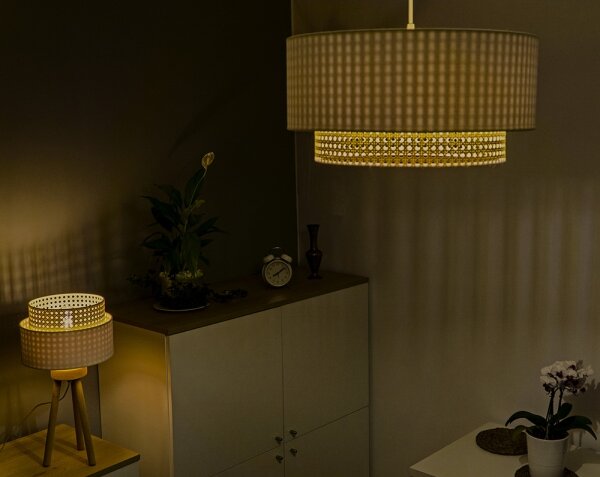 Duolla - Luster na lanku BOHO 1xE27/15W/230V pr. 45 cm krémová/ratan