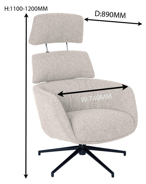 RELAXAČNÉ KRESLO S PODNOŽKOU, kov, textil, čierna, béžová Dieter Knoll - Kreslá