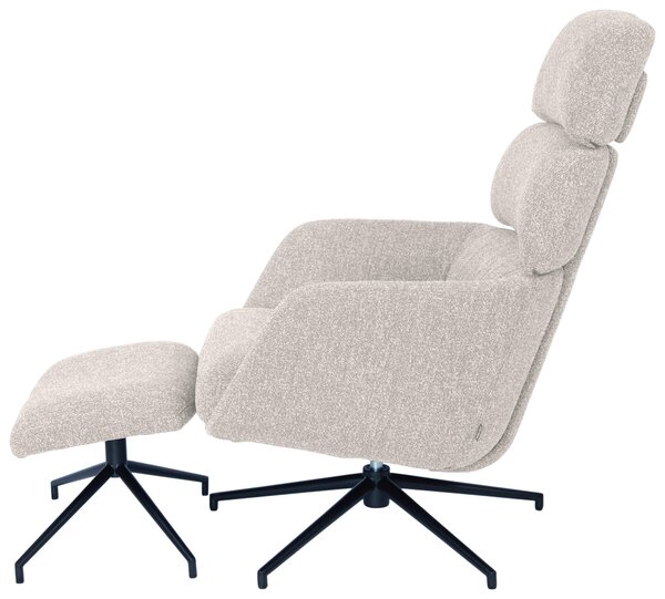 RELAXAČNÉ KRESLO S PODNOŽKOU, kov, textil, čierna, béžová Dieter Knoll - Kreslá