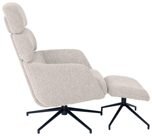 RELAXAČNÉ KRESLO S PODNOŽKOU, kov, textil, čierna, béžová Dieter Knoll - Kreslá
