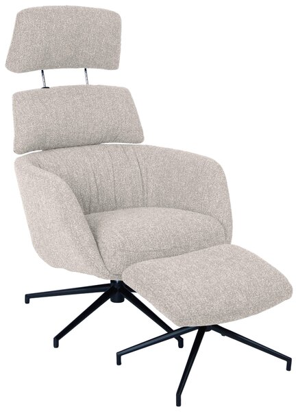 RELAXAČNÉ KRESLO S PODNOŽKOU, kov, textil, čierna, béžová Dieter Knoll - Kreslá