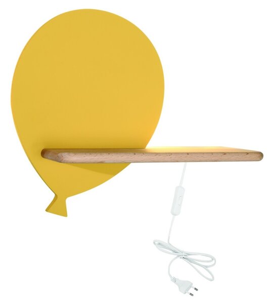 LED Detské nástenné svietidlo s poličkou BALLOON LED/4W/230V žltá/drevo