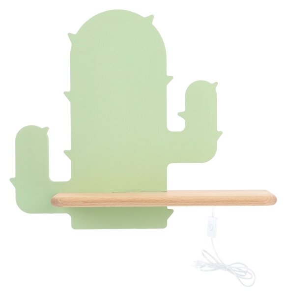 LED Detské nástenné svietidlo s poličkou CACTUS LED/4W/230V zelená/drevo