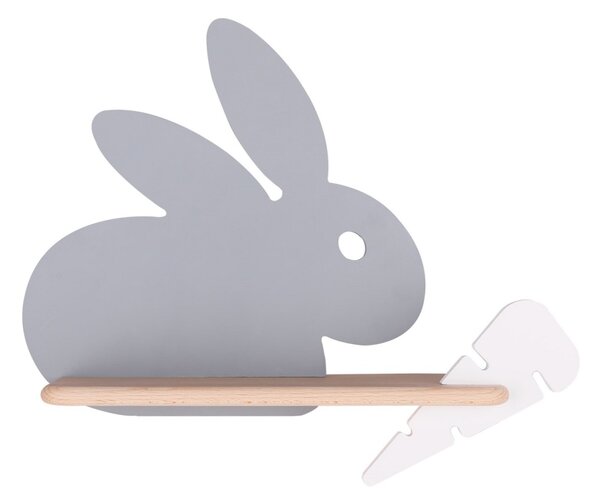 LED Detské nástenné svietidlo s poličkou RABBIT LED/4W/230V šedá/biela/drevo