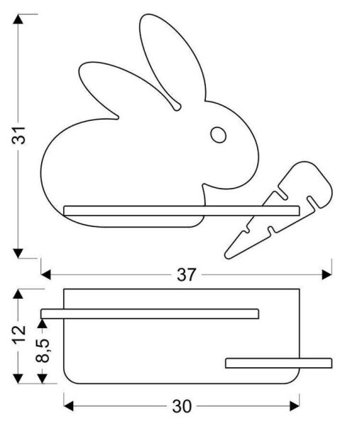 LED Detské nástenné svietidlo s poličkou RABBIT LED/4W/230V šedá/biela/drevo