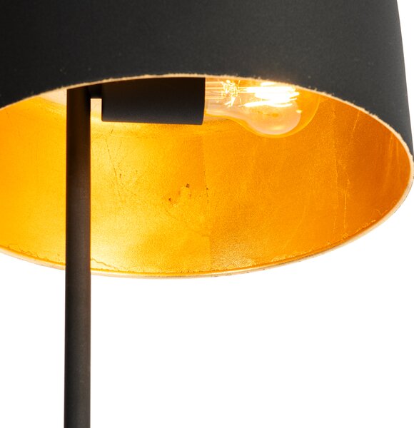 Retro stojaca lampa čierna so zlatým vnútrom - Jinte