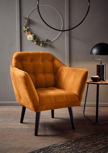 KOKTAILOVÉ KRESLO, textil, kompozitné drevo, medená MID.YOU - Kreslá, Online Only