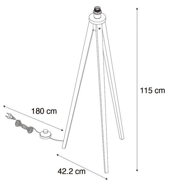 Rustikálna stojaca lampa trojnožka orechové drevo - Tripod Classic