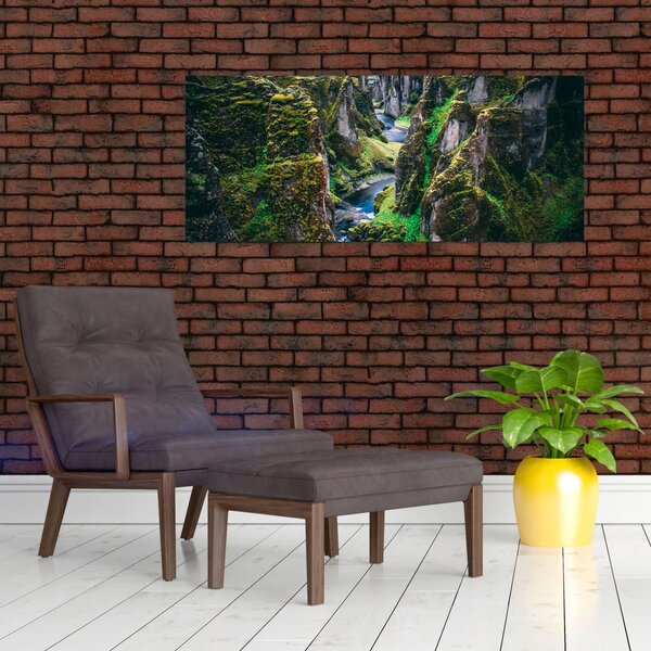 Obraz - Rieka v skalnatom údolí (120x50 cm)
