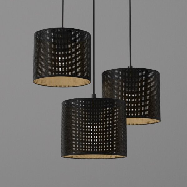 Luster na lanku LOFT SHADE 3xE27/60W/230V čierna/zlatá