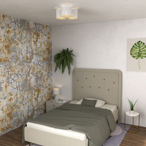 Luster prisadený LOFT SHADE 3xE27/60W/230V biela/zlatá