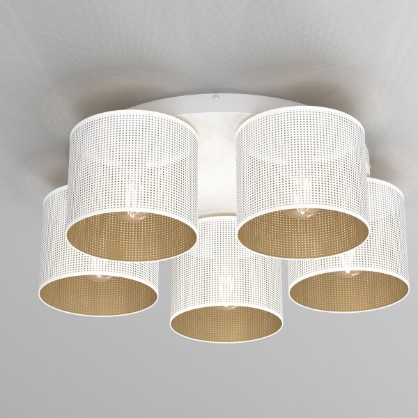 Luster prisadený LOFT SHADE 5xE27/60W/230V biela/zlatá