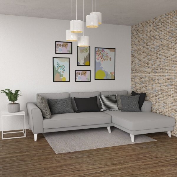 Luster na lanku LOFT SHADE 5xE27/60W/230V biela/zlatá