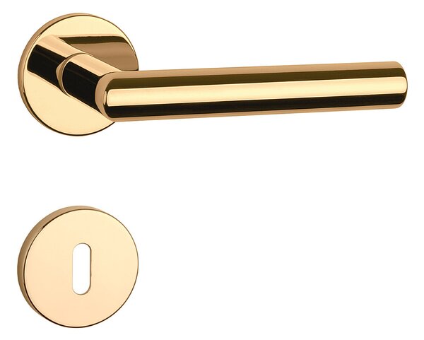 Dverové kovanie MP ARABIS - R 7S (OLV - Mosadz leštená lakovaná), kľučka-kľučka, Bez spodnej rozety, MP OLV (mosadz leštená a lakovaná)