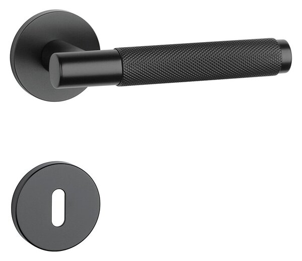 Dverové kovanie MP MOLINIA - R 7S (BS - Čierna matná), kľučka-kľučka, WC kľúč, MP BS (čierna mat)