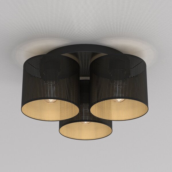 Luster prisadený LOFT SHADE 3xE27/60W/230V čierna/zlatá