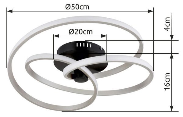 STROPNÉ LED SVIETIDLO, 50/16 cm Globo - Online Only bytové doplnky, Online Only