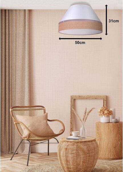 Duolla - Stropné svietidlo AVIGNON 1xE27/15W/230V pr. 50 cm biela/hnedá