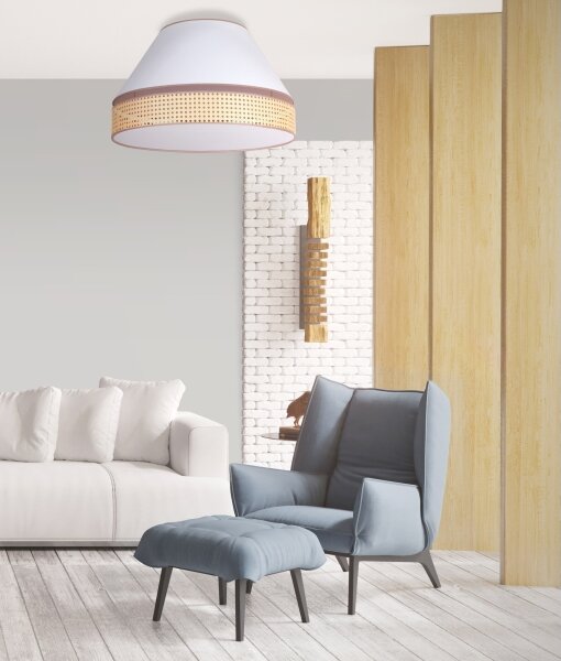 Duolla - Stropné svietidlo AVIGNON 3xE27/15W/230V pr. 60 cm biela/ratan