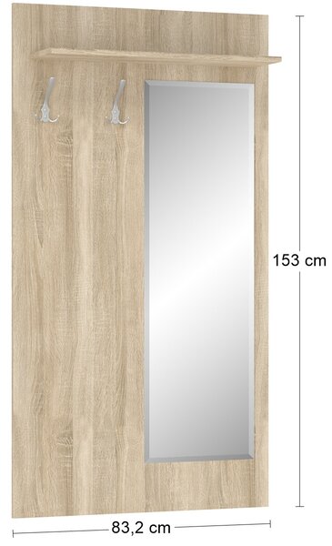 Vešiakový panel so zrkadlom Tavir H - dub sonoma